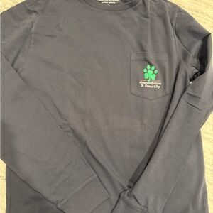 Vineyard Vines Boys Long-Sleeve Pocket T-Shirt - Navy with Green Logo